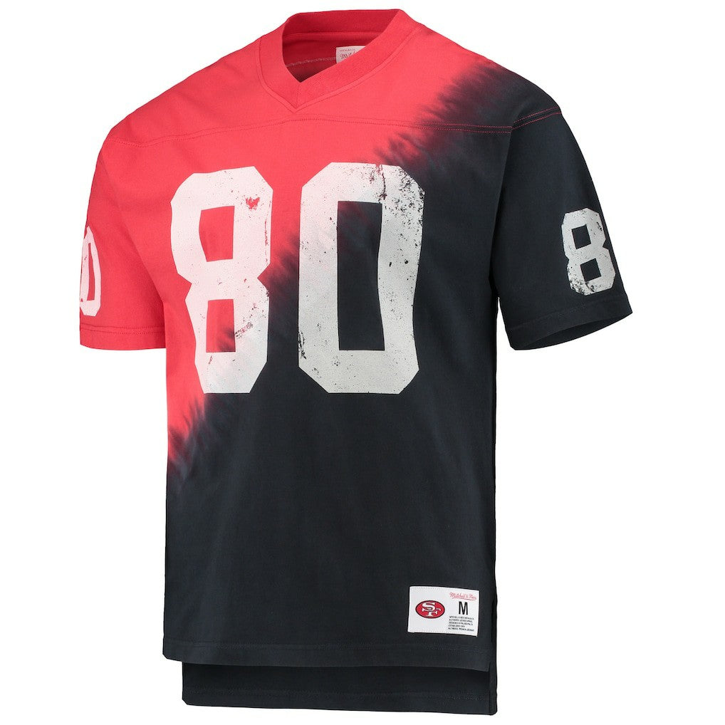 Jerry Rice  Retired Player Name & Number Diagonal Tie-Dye V-Neck T-Shirt - San Francisco 49ers T-shirts