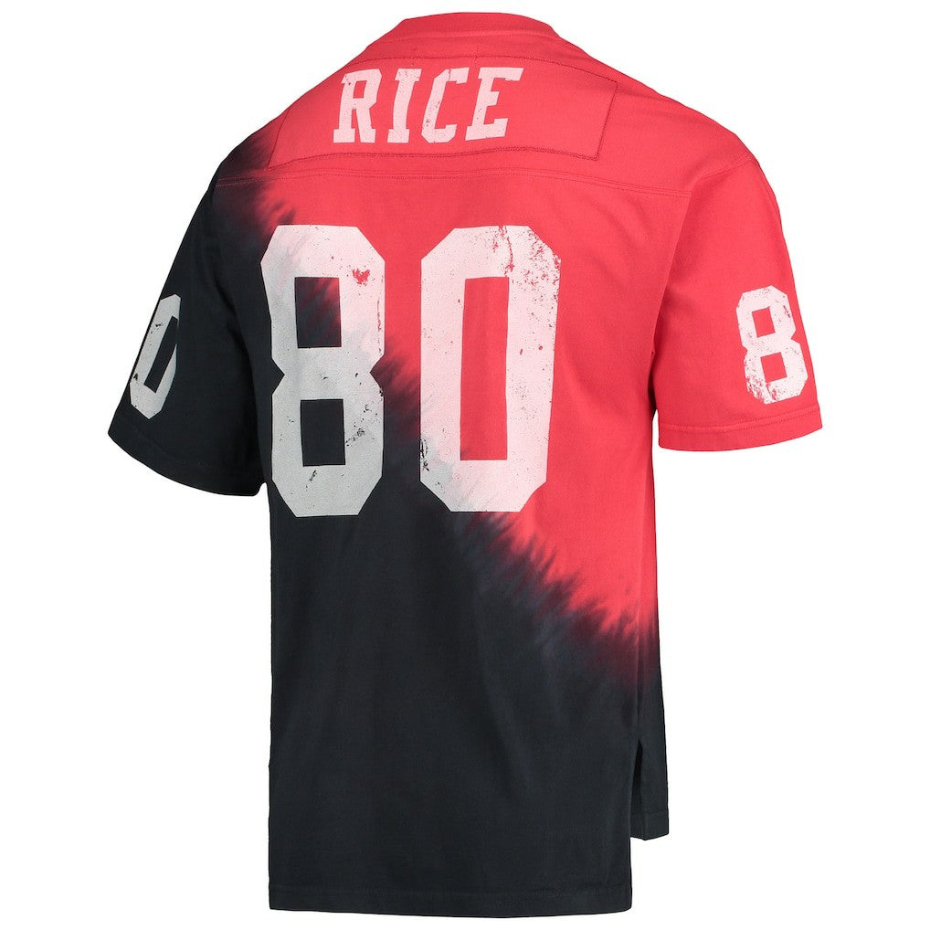 Jerry Rice  Retired Player Name & Number Diagonal Tie-Dye V-Neck T-Shirt - San Francisco 49ers T-shirts