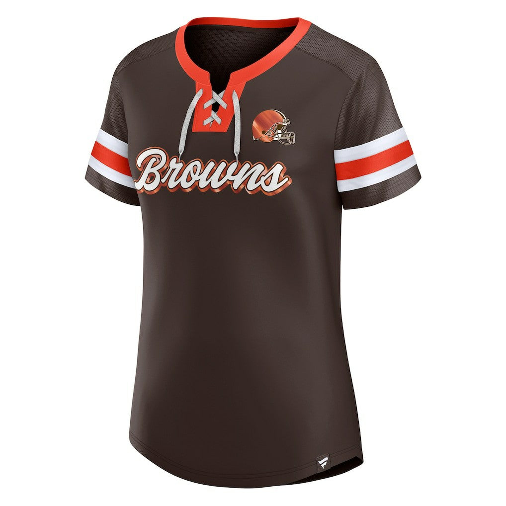 Baker Mayfield  Women's Athena Name & Number Notch Neck T-Shirt - Cleveland Browns T-shirts