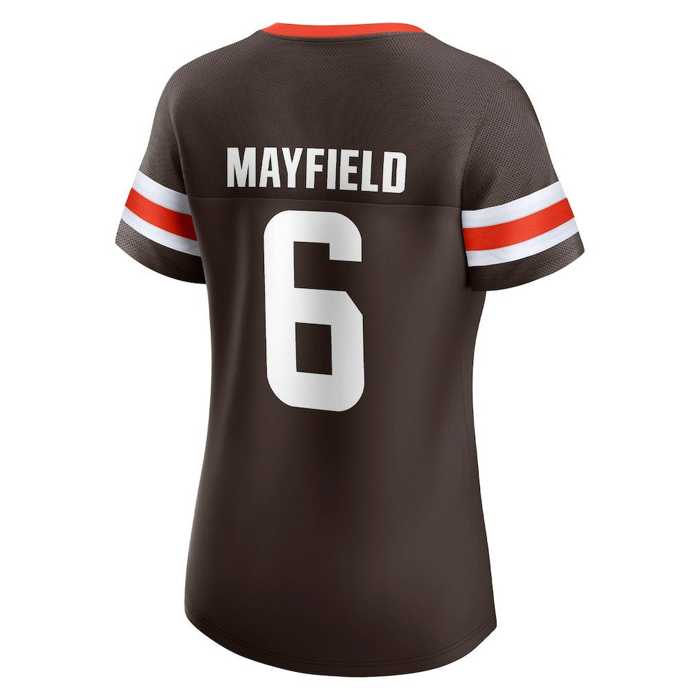 Baker Mayfield  Women's Athena Name & Number Notch Neck T-Shirt - Cleveland Browns T-shirts