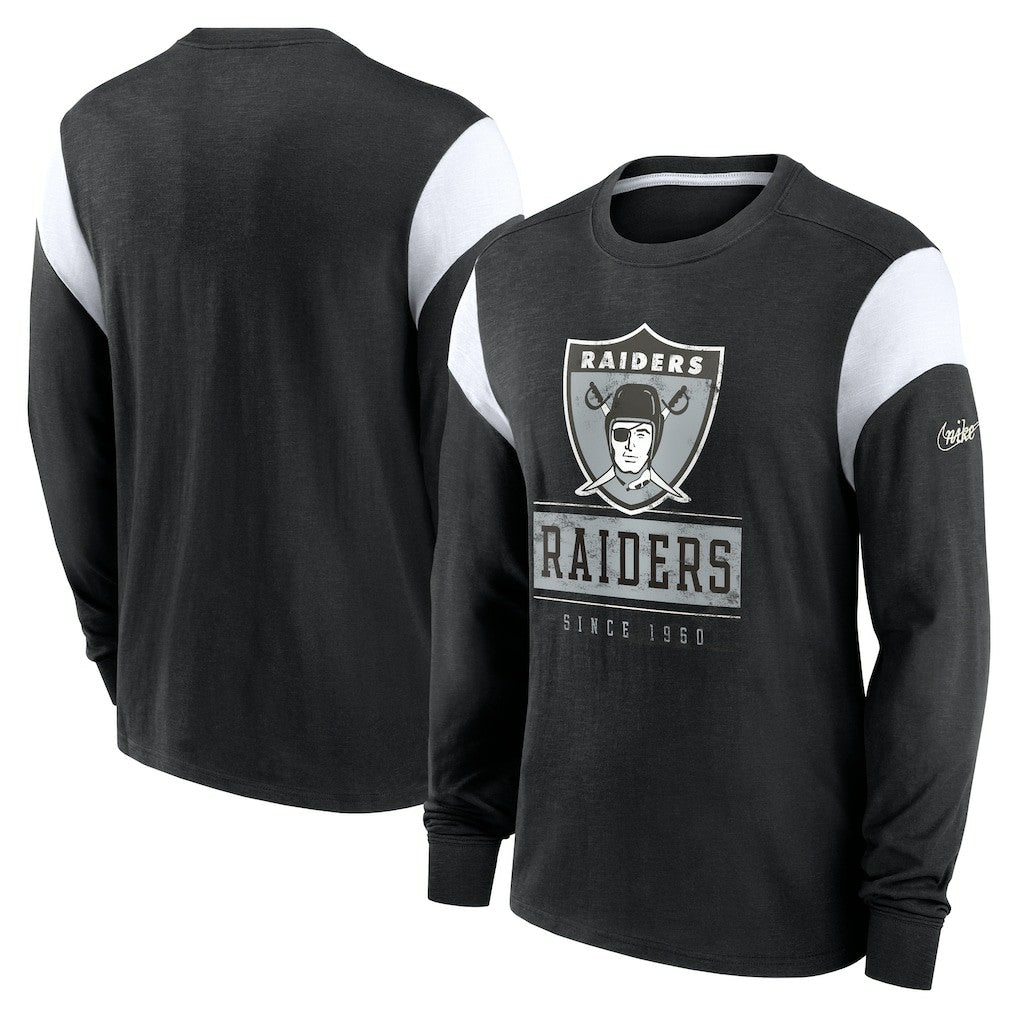 Oakland Raiders Rewind Playback Helmet Long Sleeve T-Shirt - Las Vegas Raiders T-shirts
