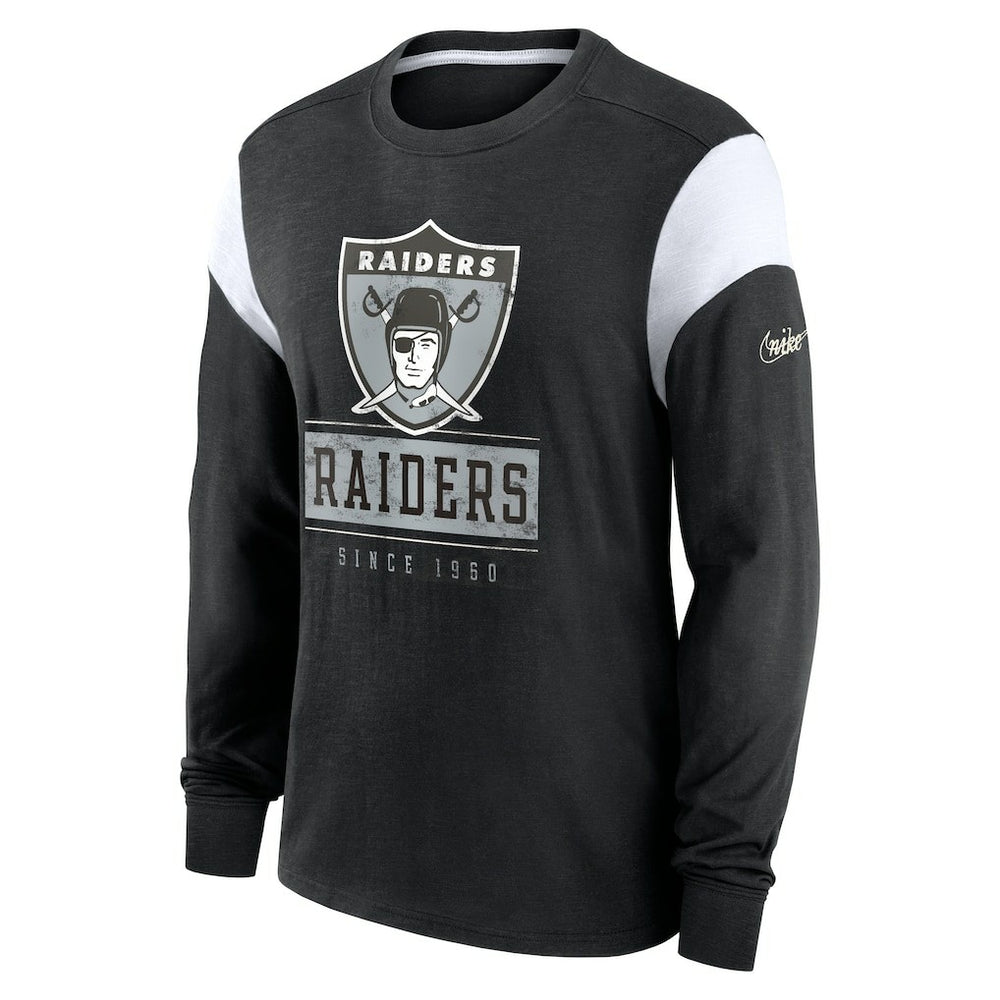 Oakland Raiders Rewind Playback Helmet Long Sleeve T-Shirt - Las Vegas Raiders T-shirts