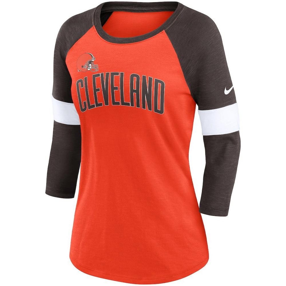 Women's Football Pride Slub 3/4 Raglan Sleeve T-Shirt - Cleveland Browns T-shirts