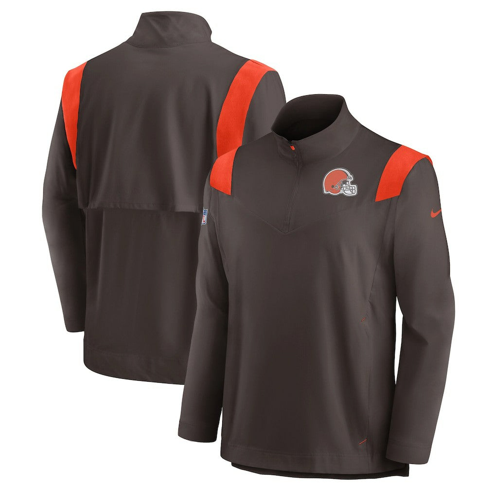 Sideline Coach Chevron Lockup Quarter-Zip Long Sleeve Top - Cleveland Browns Tops