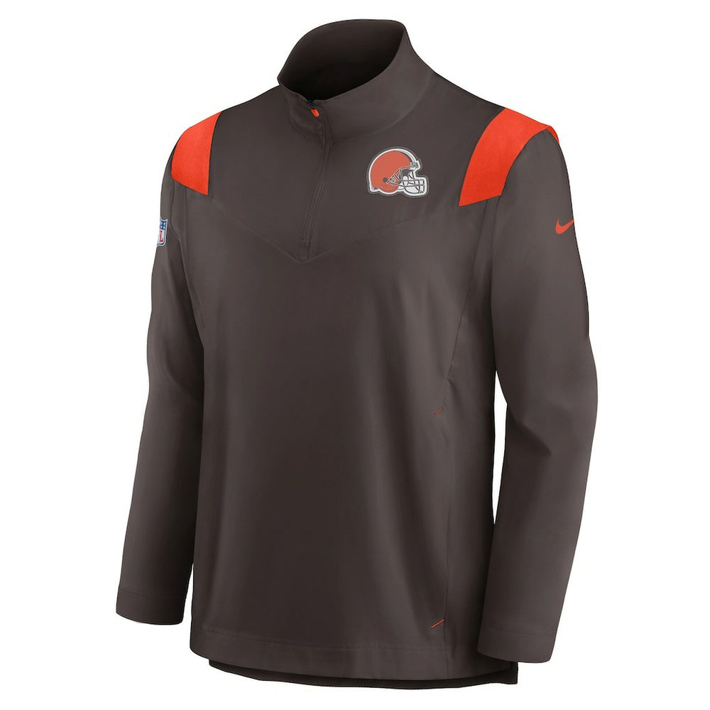 Sideline Coach Chevron Lockup Quarter-Zip Long Sleeve Top - Cleveland Browns Tops