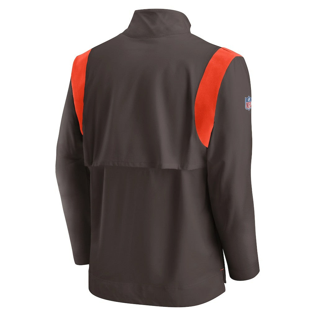 Sideline Coach Chevron Lockup Quarter-Zip Long Sleeve Top - Cleveland Browns Tops