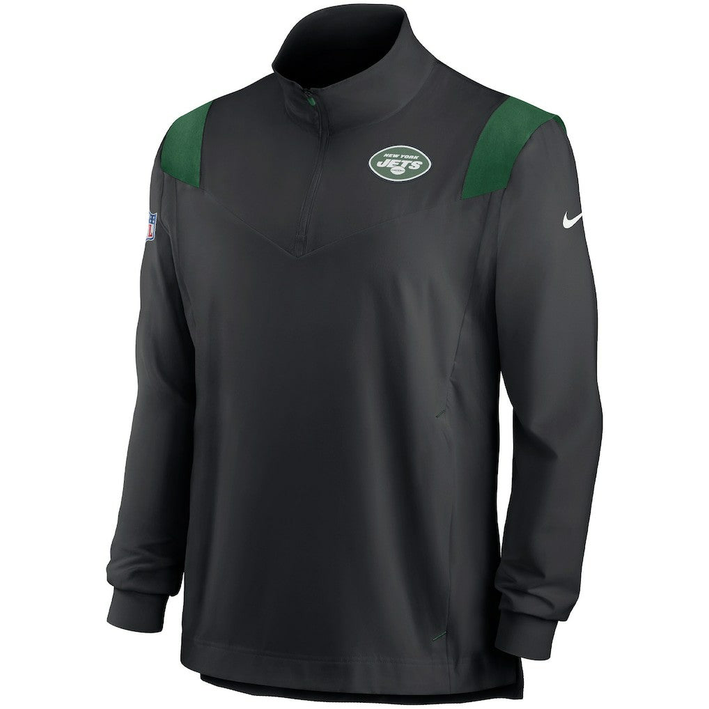 Sideline Coach Chevron Lockup Quarter-Zip Long Sleeve Top - New York Jets Tops