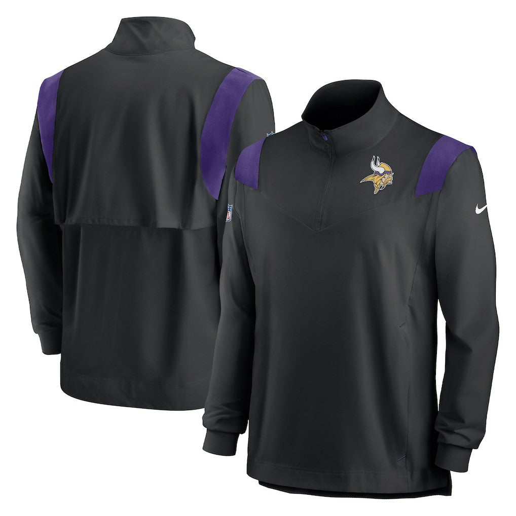 Sideline Coach Chevron Lockup Quarter-Zip Long Sleeve Top - Minnesota Vikings Tops