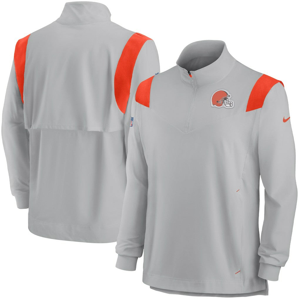 Sideline Coach Chevron Lockup Quarter-Zip Long Sleeve Top - Cleveland Browns Tops