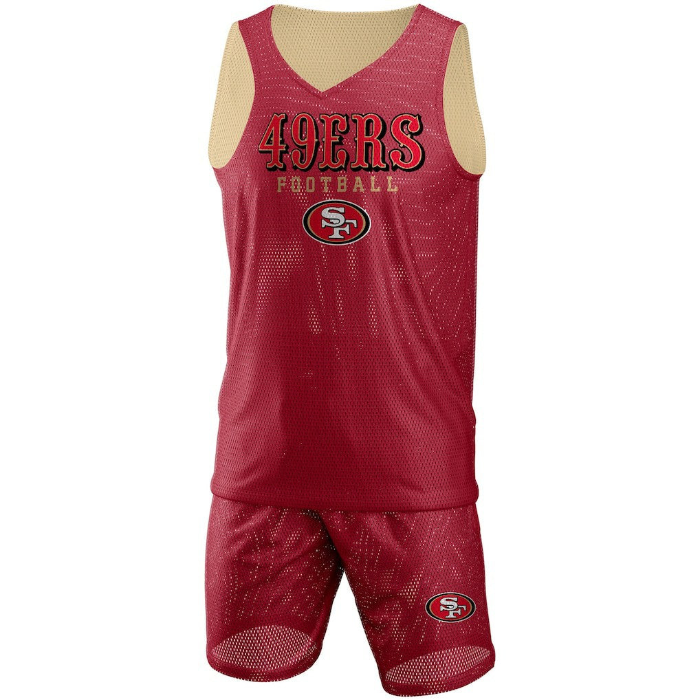 FOCO Colorblock Mesh V-Neck & Shorts Set - San Francisco 49ers Shorts