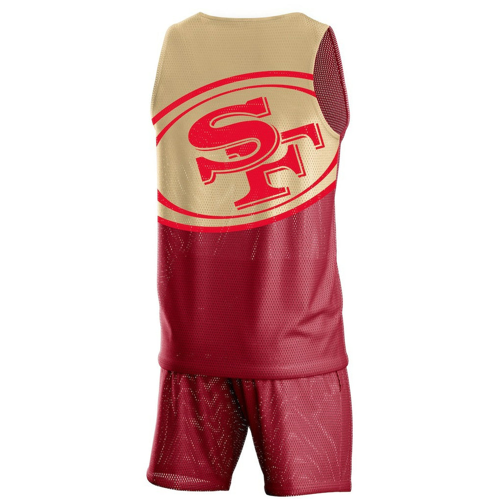 FOCO Colorblock Mesh V-Neck & Shorts Set - San Francisco 49ers Shorts