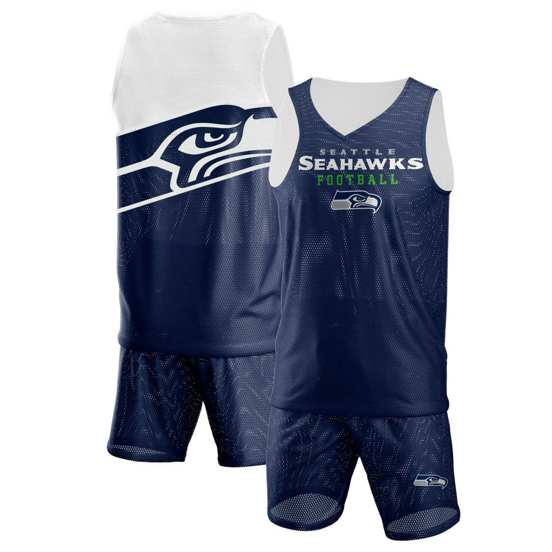 FOCO Colorblock Mesh V-Neck & Shorts Set - Seattle Seahawks Shorts