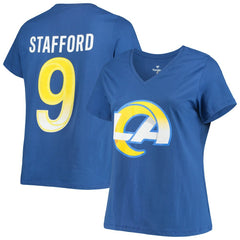 Matthew Stafford  Women's Plus Size Player Name & Number V-Neck T-Shirt - Los Angeles Rams T-shirts