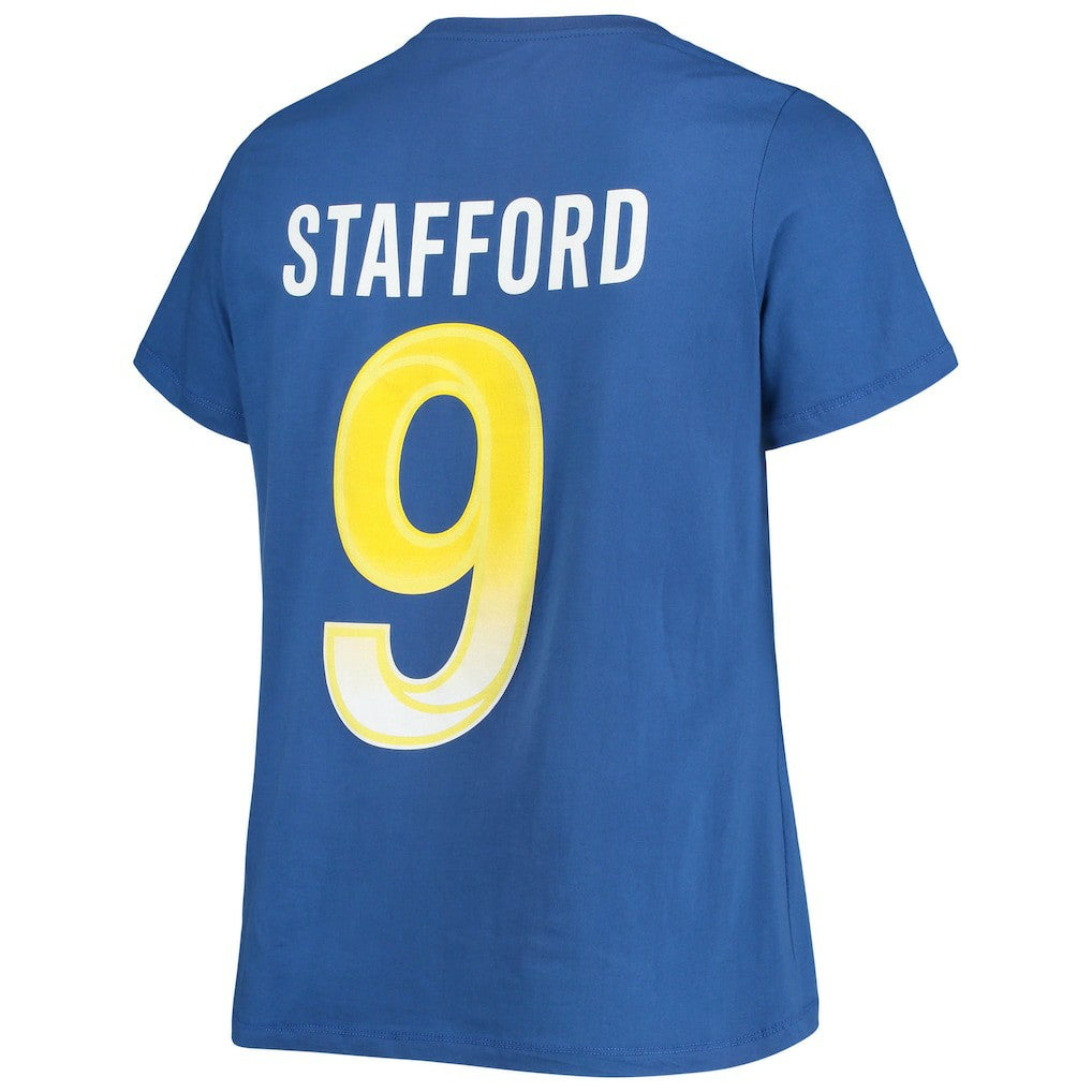 Matthew Stafford  Women's Plus Size Player Name & Number V-Neck T-Shirt - Los Angeles Rams T-shirts