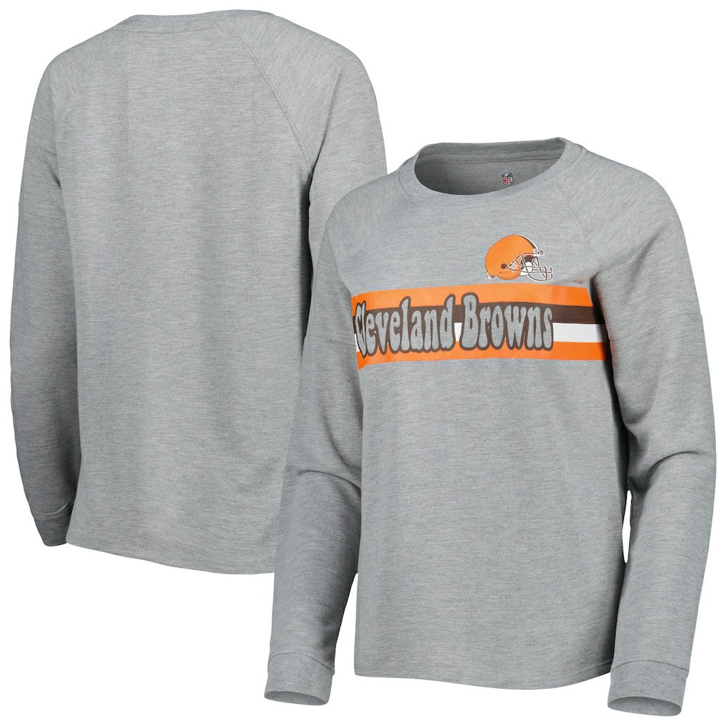 Juniors All Striped Up Raglan Long Sleeve T-Shirt - Cleveland Browns T-shirts