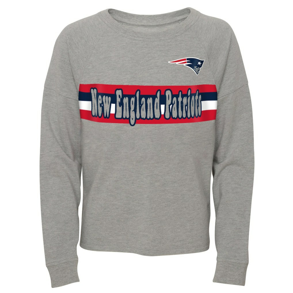 Juniors All Striped Up Raglan Long Sleeve T-Shirt - New England Patriots T-shirts