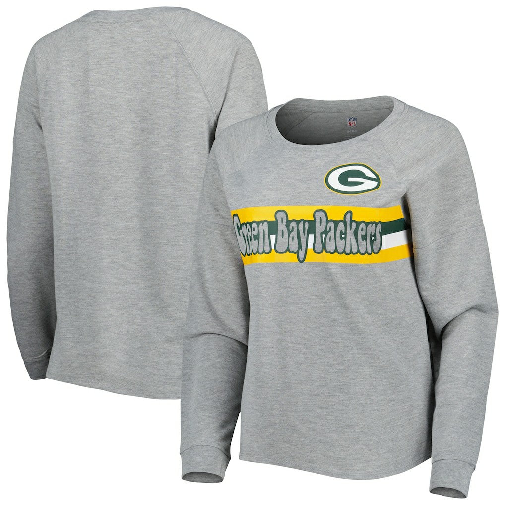 Juniors All Striped Up Raglan Long Sleeve T-Shirt - Green Bay Packers T-shirts