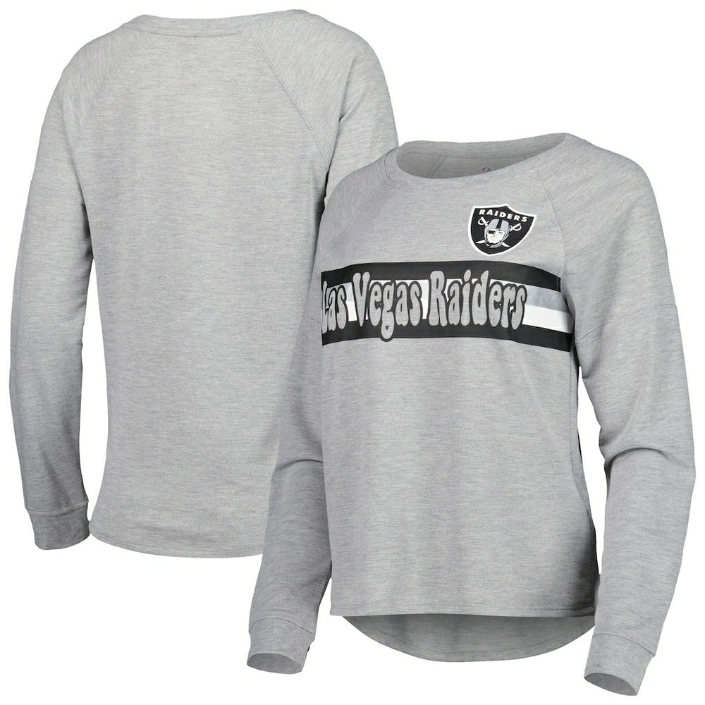 Juniors All Striped Up Raglan Long Sleeve T-Shirt - Las Vegas Raiders T-shirts