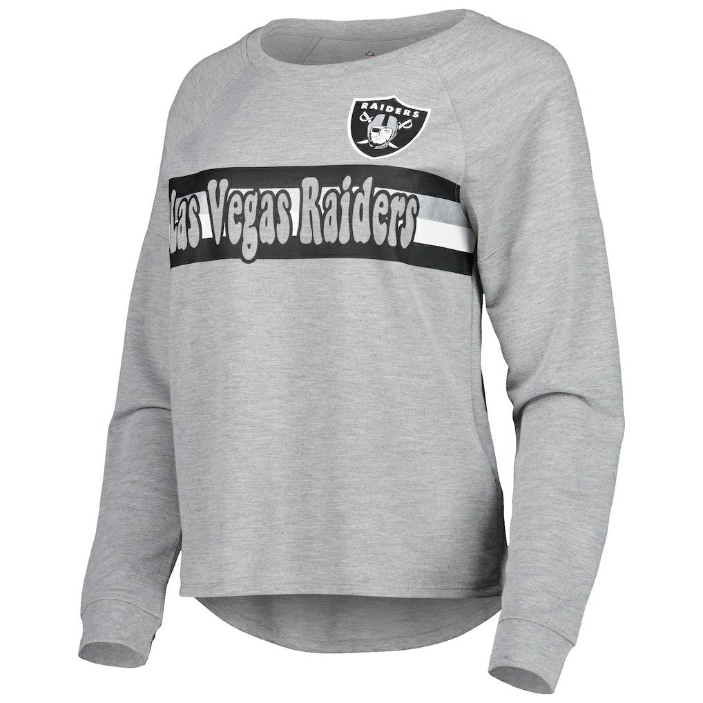 Juniors All Striped Up Raglan Long Sleeve T-Shirt - Las Vegas Raiders T-shirts