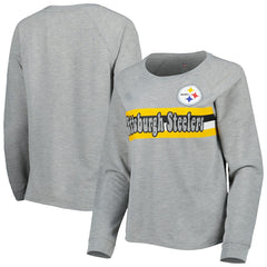 Juniors All Striped Up Raglan Long Sleeve T-Shirt - Pittsburgh Steelers T-shirts