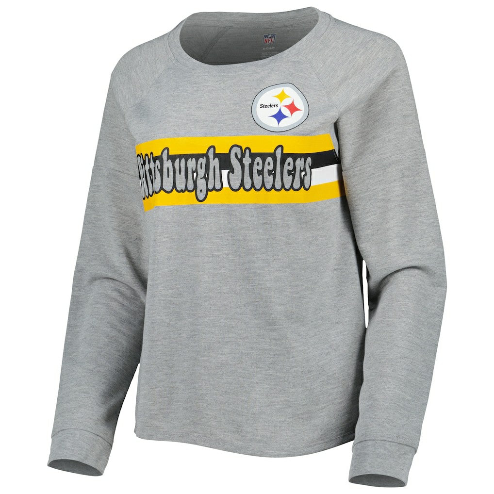 Juniors All Striped Up Raglan Long Sleeve T-Shirt - Pittsburgh Steelers T-shirts
