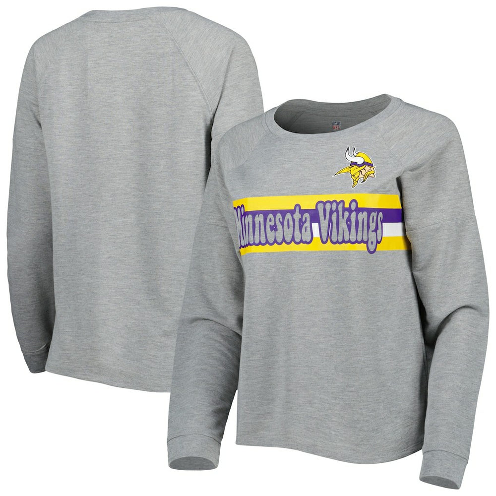 Juniors All Striped Up Raglan Long Sleeve T-Shirt - Minnesota Vikings T-shirts