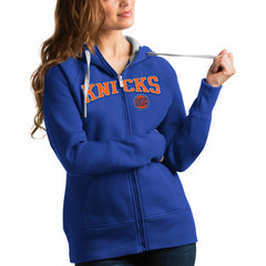 New York Knicks Antigua Women's Team Victory Full-Zip Hoodie