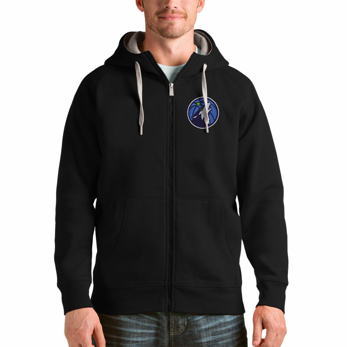 Minnesota Timberwolves Antigua Logo Victory Full-Zip Hoodie