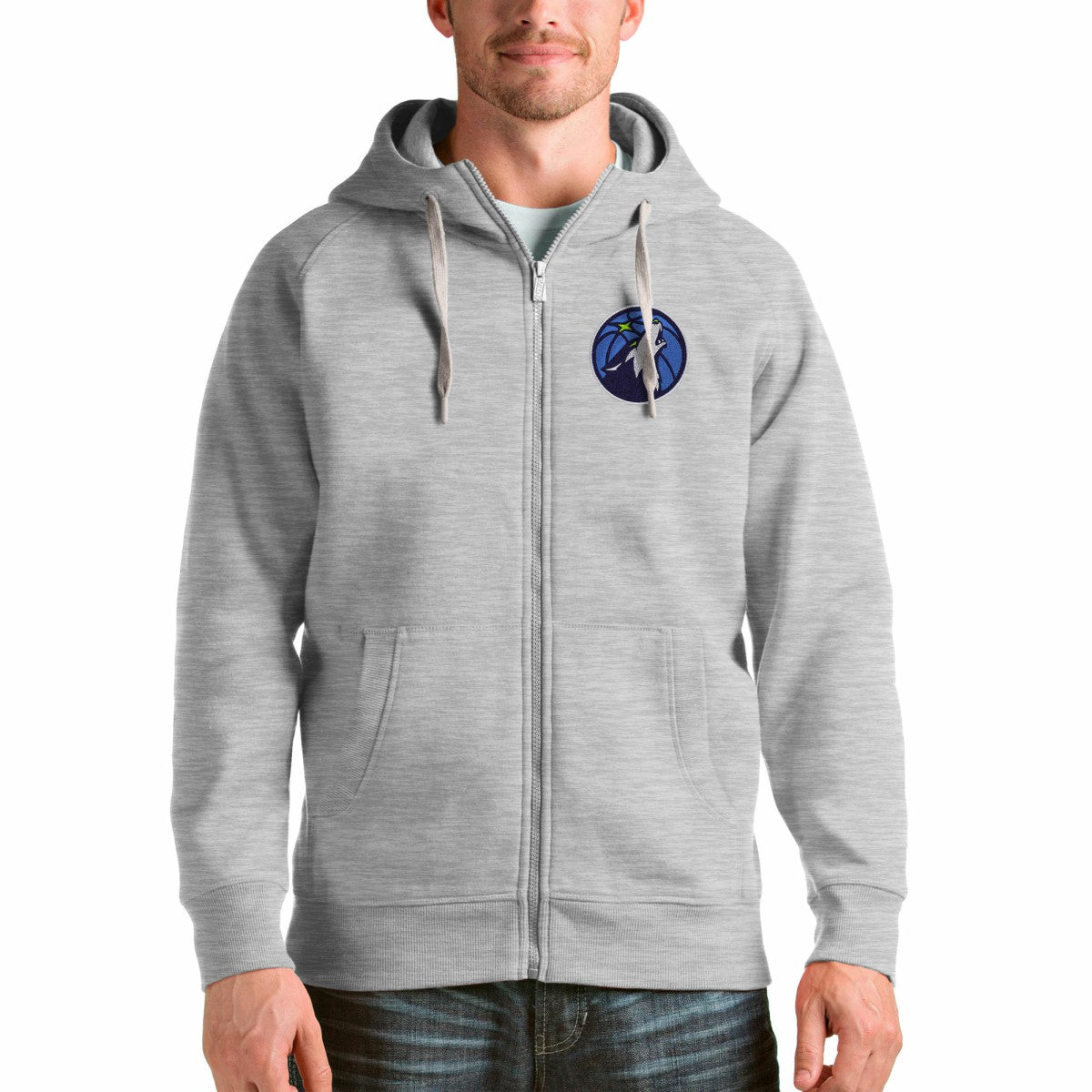 Minnesota Timberwolves Antigua Logo Victory Full-Zip Hoodie