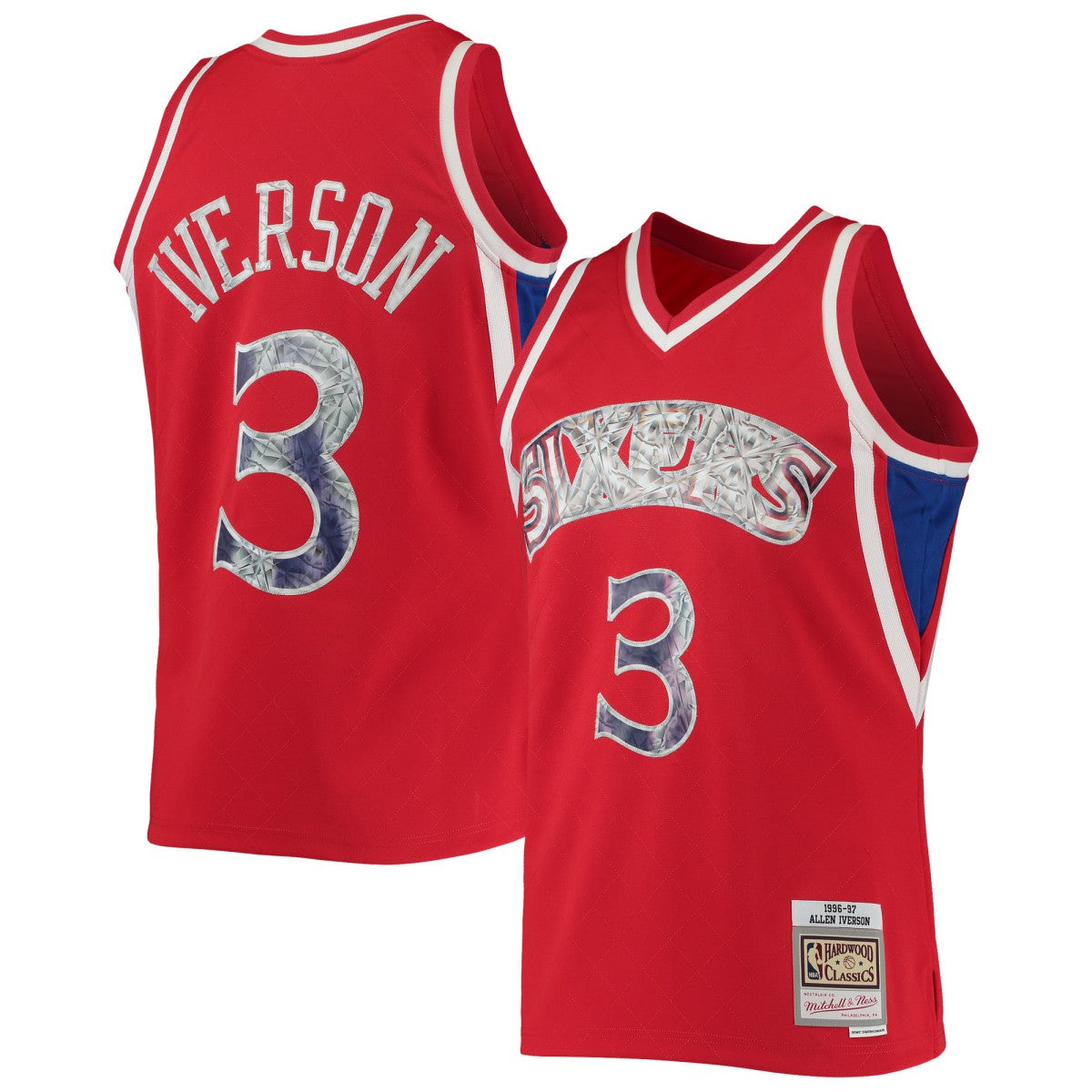 Mitchell & Ness Allen Iverson Philadelphia 76ers 1996/97 Hardwood Classics NBA 75th Anniversary Diamond Swingman Jersey