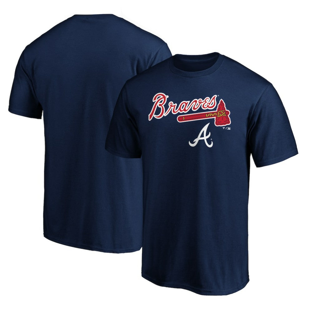 Navy Atlanta Braves Team Lockup Logo T-Shirt