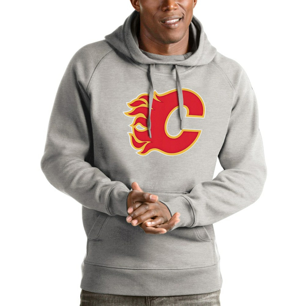 NHL Calgary Flames Antigua Logo Victory Pullover Hoodie