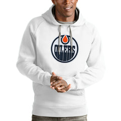 NHL Edmonton Oilers Antigua Logo Victory Pullover Hoodie