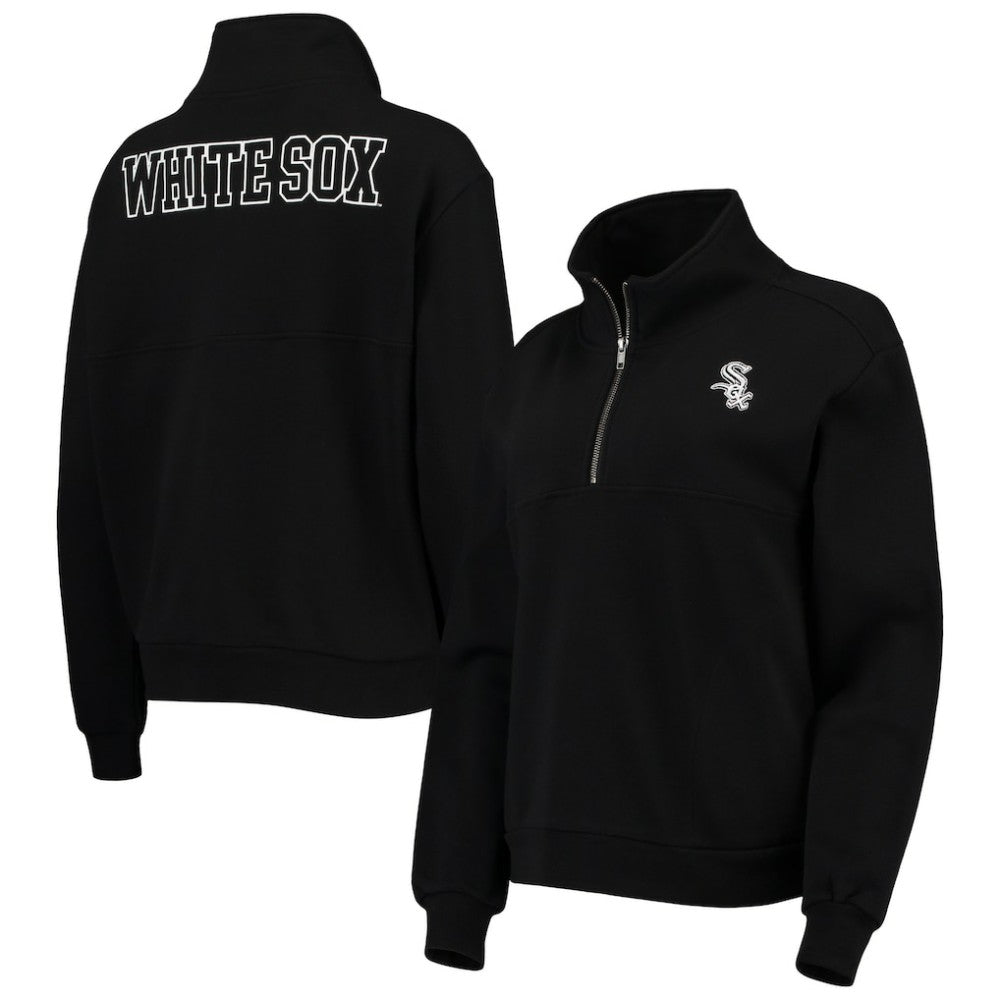 Black Chicago White Sox The Wild Collective Women's Two-Hit Quarter-Zip Pullover Top