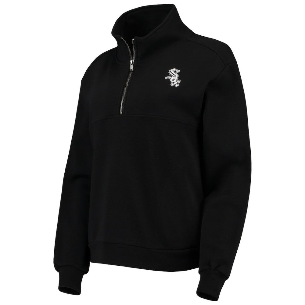 Black Chicago White Sox The Wild Collective Women's Two-Hit Quarter-Zip Pullover Top