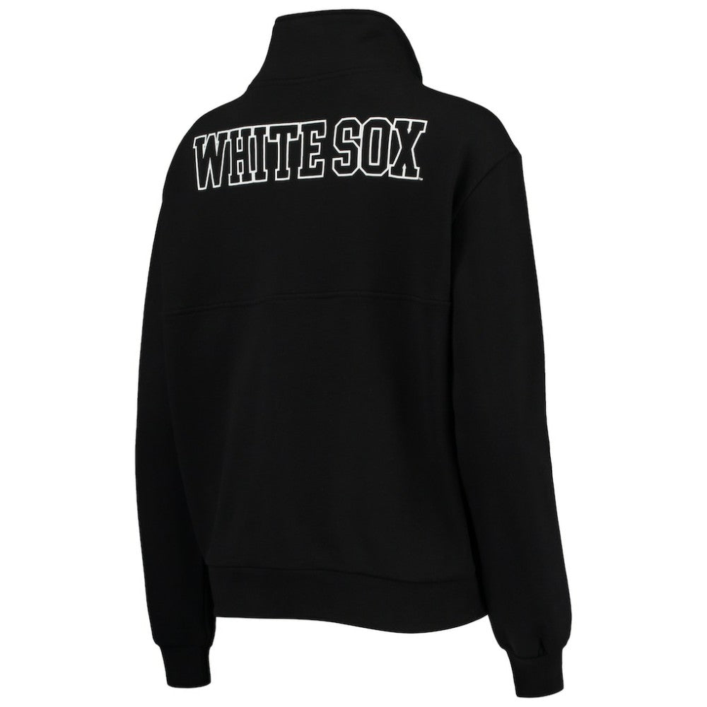 Black Chicago White Sox The Wild Collective Women's Two-Hit Quarter-Zip Pullover Top