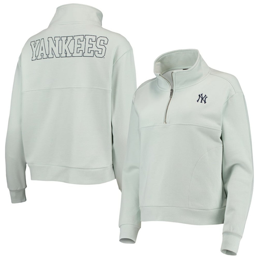 Light Blue New York Yankees The Wild Collective Women's Two-Hit Quarter-Zip Pullover Top
