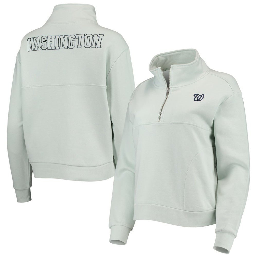 Light Blue Washington Nationals The Wild Collective Women's Two-Hit Quarter-Zip Pullover Top