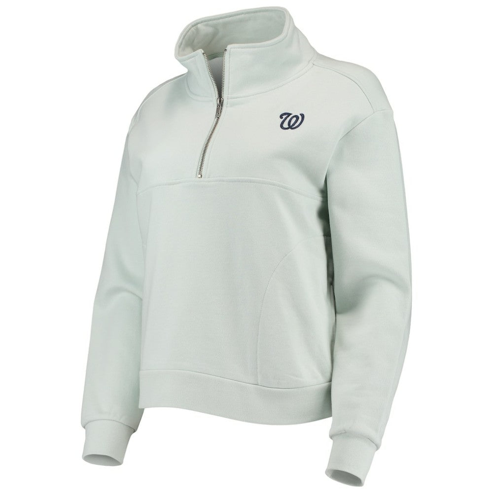 Light Blue Washington Nationals The Wild Collective Women's Two-Hit Quarter-Zip Pullover Top