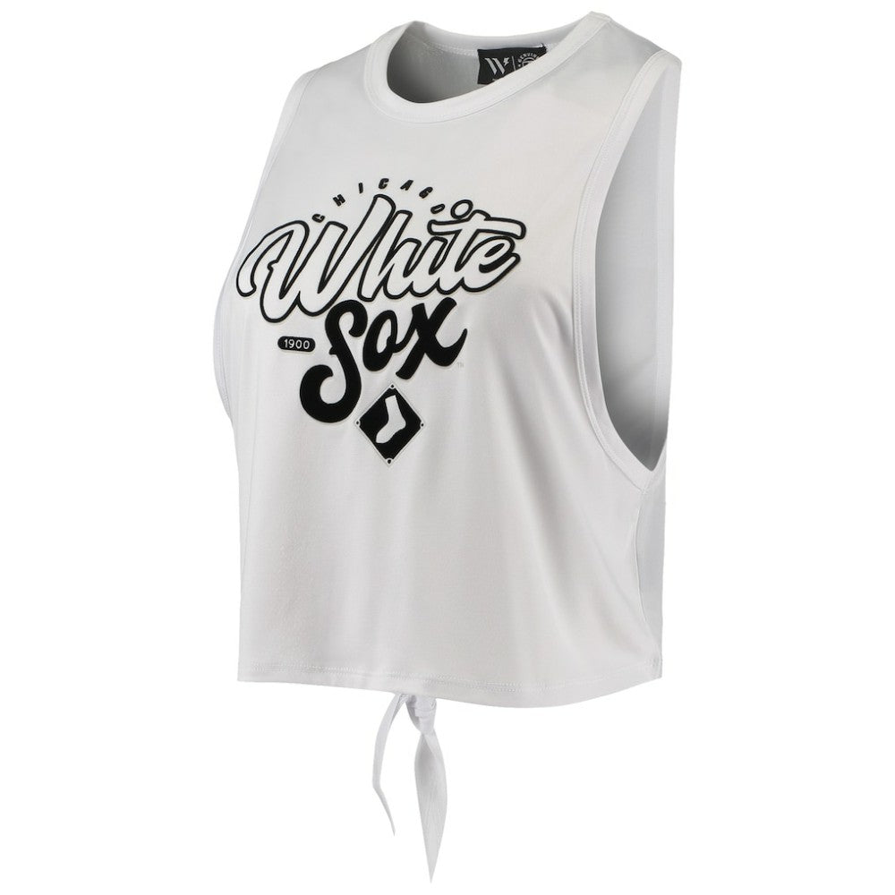 White Chicago White Sox The Wild Collective Women's Open Back Twist-Tie Tank Top