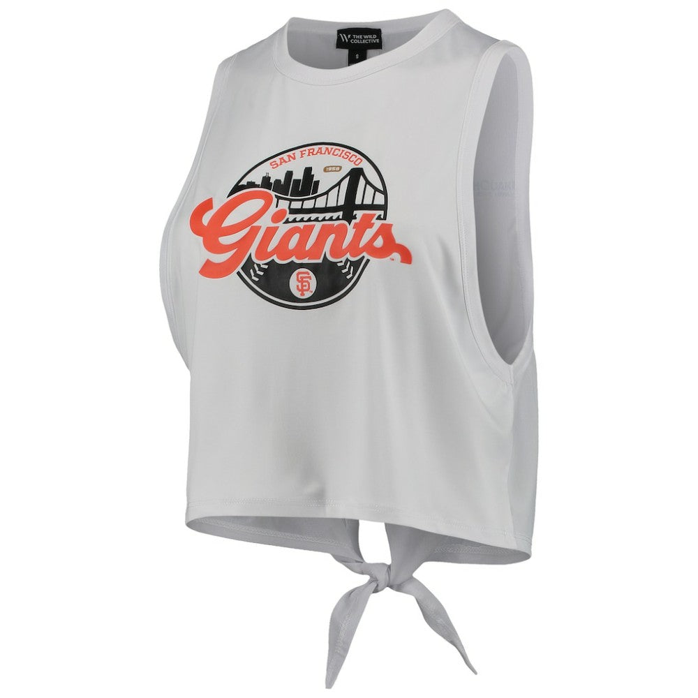 White San Francisco Giants The Wild Collective Women's Open Back Twist-Tie Tank Top
