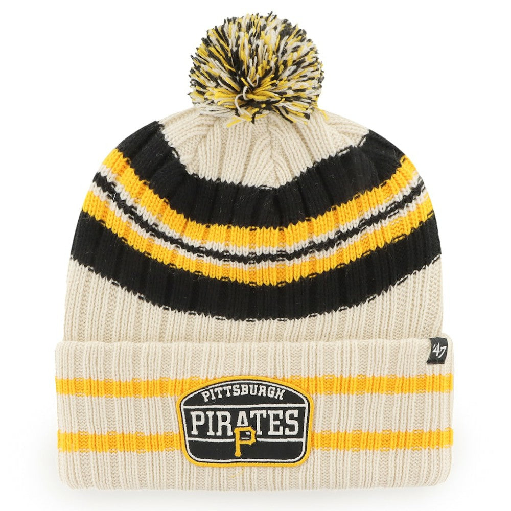 Natural Pittsburgh Pirates '47 Home Patch Cuffed Knit Hat with Pom
