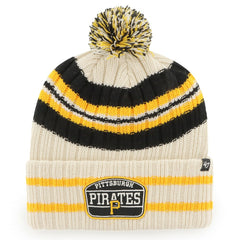 Natural Pittsburgh Pirates '47 Home Patch Cuffed Knit Hat with Pom