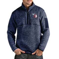 Heathered Navy Cleveland Guardians Antigua Fortune Quarter-Zip Pullover Jacket