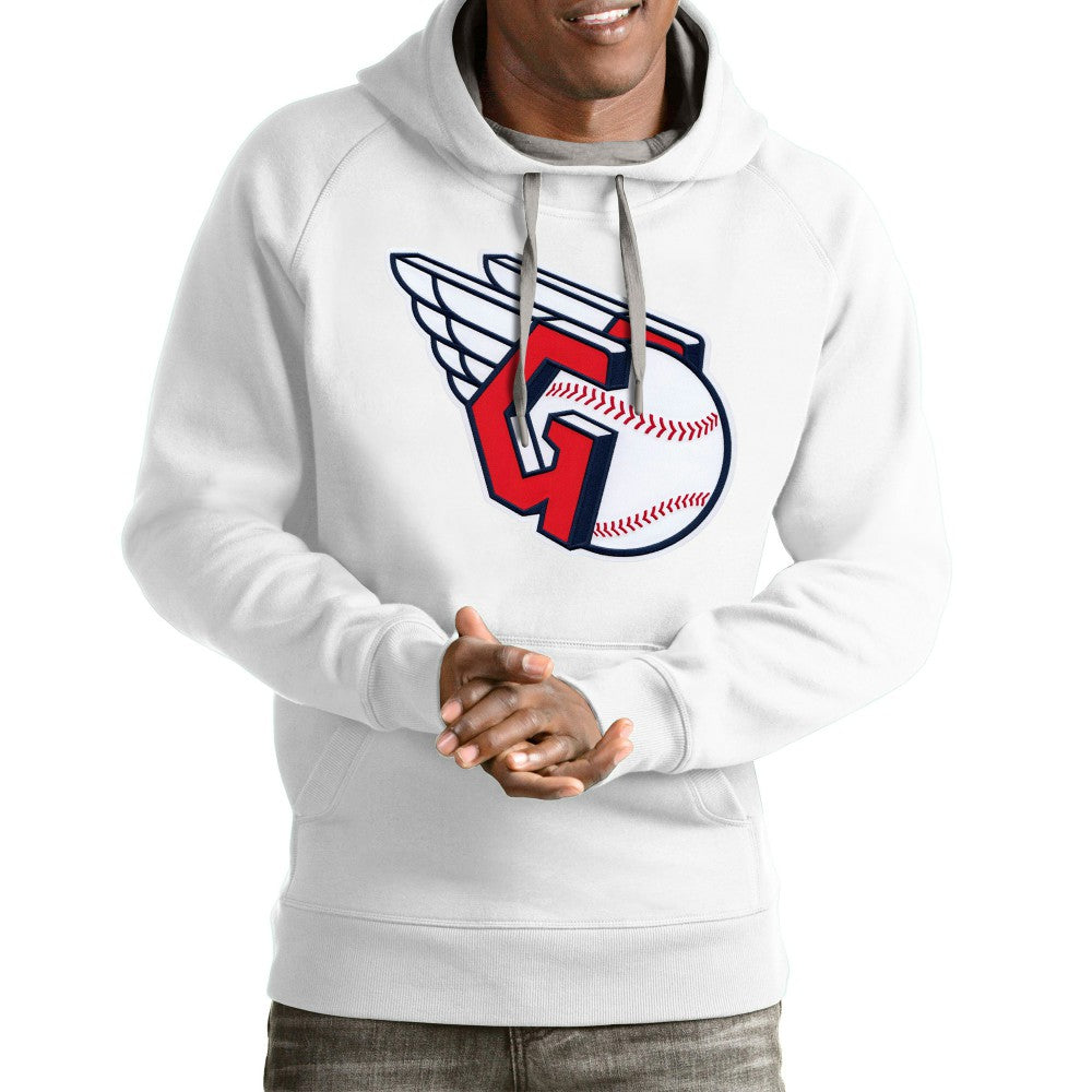 White Cleveland Guardians Antigua Team Victory Pullover Hoodie