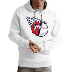 White Cleveland Guardians Antigua Team Victory Pullover Hoodie
