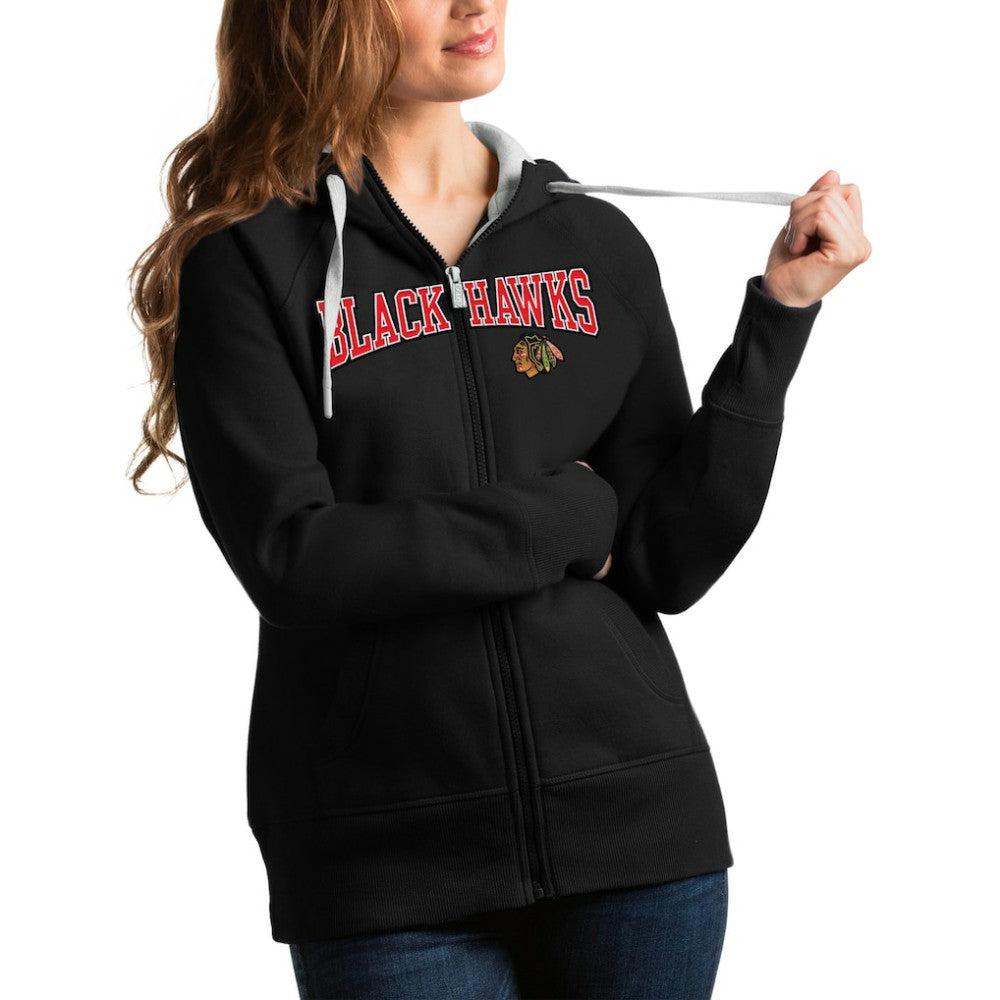 NHL Chicago Blackhawks Antigua Women's Wordmark Victory Full-Zip Hoodie