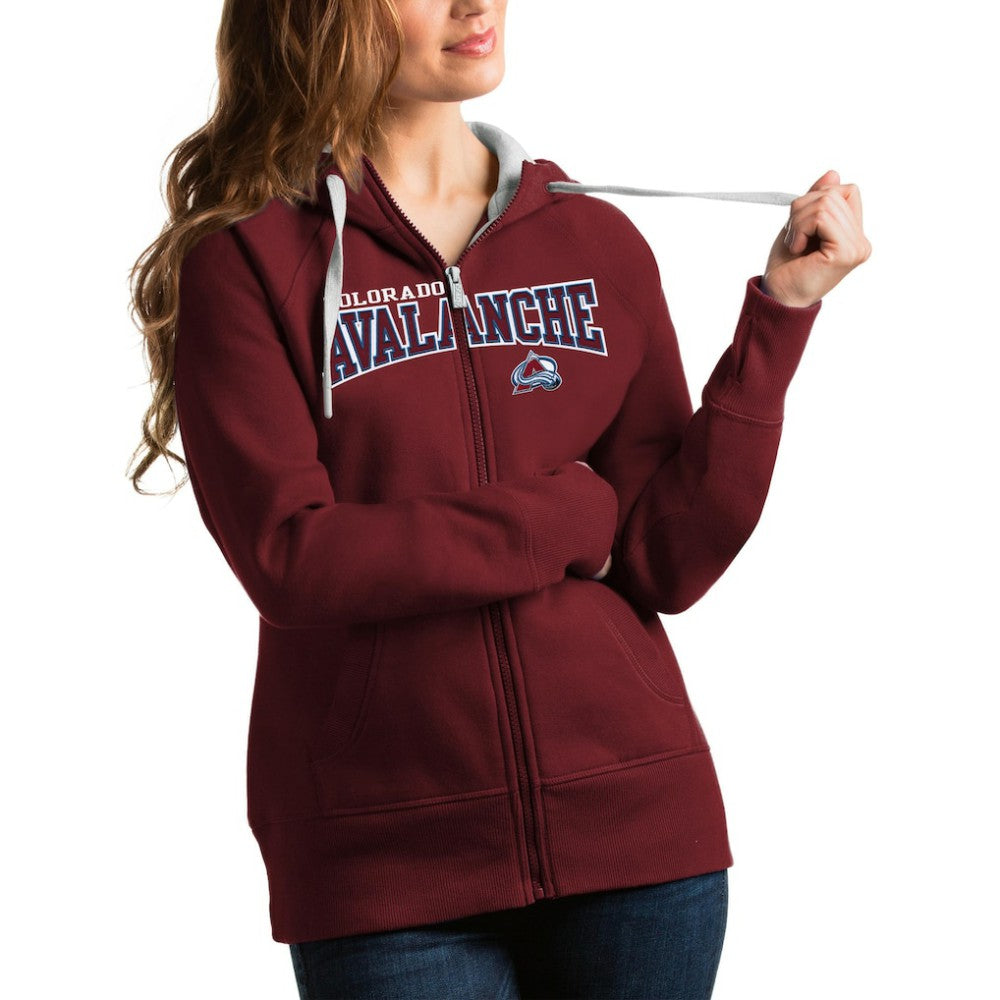 NHL Colorado Avalanche Antigua Women's Wordmark Victory Full-Zip Hoodie