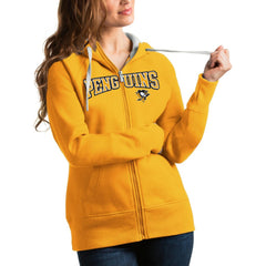NHL Pittsburgh Penguins Antigua Women's Wordmark Victory Full-Zip Hoodie