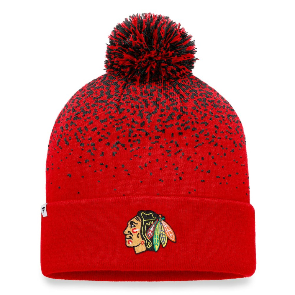 NHL Chicago Blackhawks Fanatics Iconic Gradient Cuffed Knit Hat with Pom